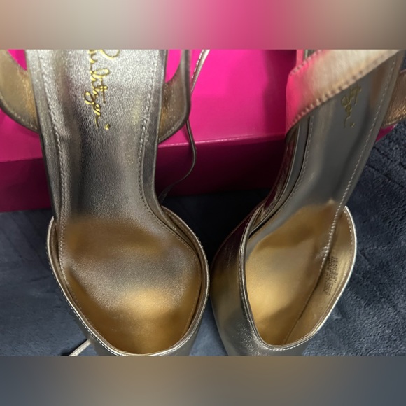 Lilly Pulitzer NEW GOLD sling back kitten heels. - Picture 6 of 6